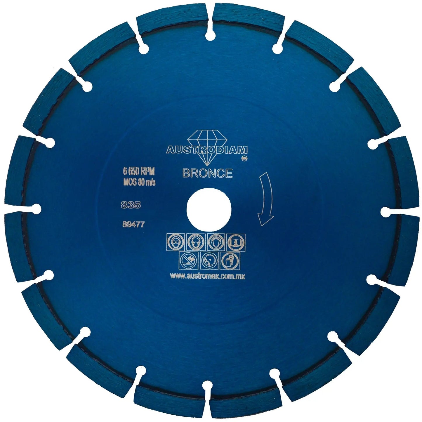 Disco de diamante de 230 x 2.8 x 22.23 mm para corte de materiales de construcci¢n en general como concreto, ladrillo, m rmol y otras piedras naturales, excepto granito y cantera ÿ AUSTROMEX