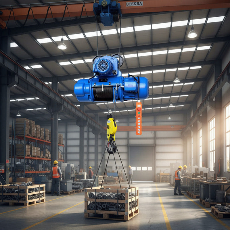 Polipasto Electrico De Cable 5 Toneladas Con 6 Metros, 440v Azul 1