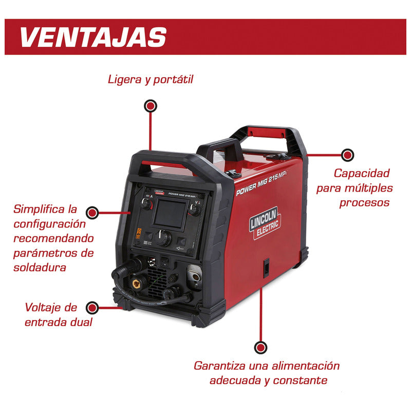 Maquina Soldadora Multiprocesos 215 Mpi Lincoln Electric Rojo Pro Weld Industrial