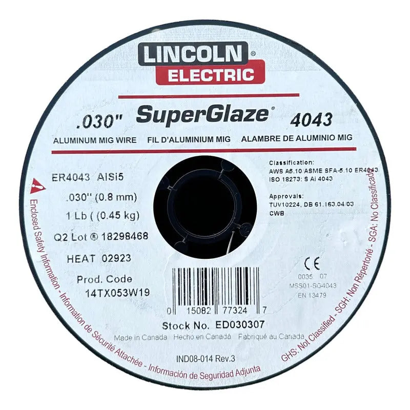 Micro Alambre Aluminio 4043 Lincoln .030  1 Lb/0.454 Kg. LINCOLN ELECTRIC