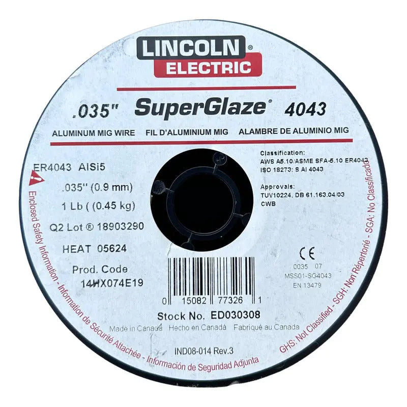Micro Alambre Aluminio 4043 Lincoln .035 1 Lb/0.454 Kg. LINCOLN ELECTRIC