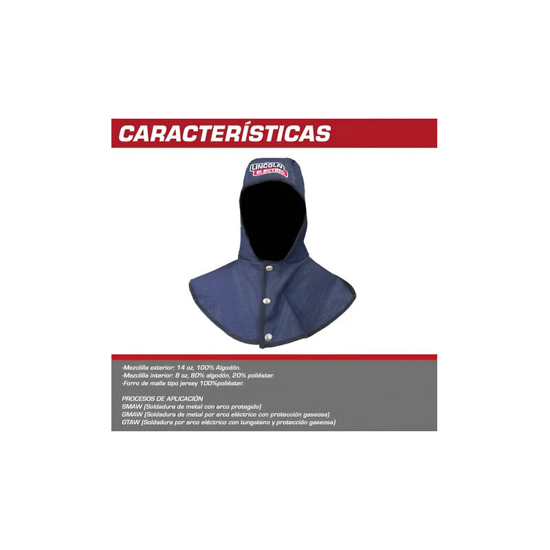 Capucha Soldador Mezclilla Lincoln Electric Azul Oscuro Mediano