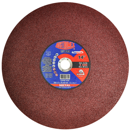 Disco abrasivo para corte de metal de 350 x 3.0 x 25.40 mm