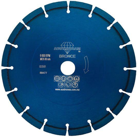 Disco de diamante de 230 x 2.8 x 22.23 mm para corte de materiales de construcci¢n en general como concreto, ladrillo, m rmol y otras piedras naturales, excepto granito y cantera ÿ AUSTROMEX