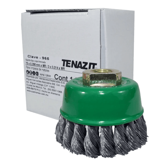 Cepillo tipo copa trenzado de 75 x 0.356 x MR mm para limpieza de metales y eliminaci¢n de soldadura, pintura, ¢xido, corrosi¢n, fundici¢n y cualquier adherencia Pro Weld Industrial
