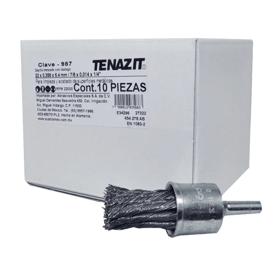 Cepillo trenzado con v stago de 22 x 0.356 x 6.4 mm para limpieza de superficies met licas y remoci¢n de soldadura, ¢xido, pintura, barniz, pl stico y cualquier imperfecci¢n Pro Weld Industrial