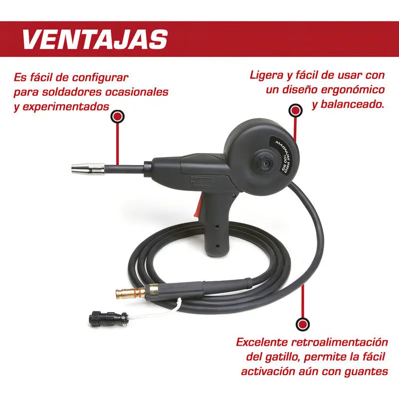 Antorcha Magnum Pro 100sg Spool Gun - Lincoln Electric Color Negro Pro Weld Industrial