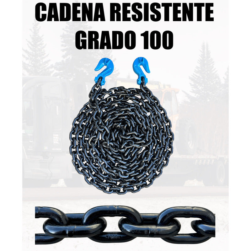 Cadena Con Ganchos 5/8 X 20 Pies Grado 100, Cap. 10 Ton Negro PW INDUSTRIAL