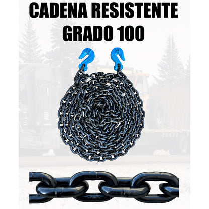 Cadena Con Ganchos 5/8 X 20 Pies Grado 100, Cap. 10 Ton Negro PW INDUSTRIAL