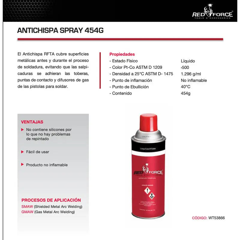 Spray Antichispa Para Soldadura Red Force Wt53866. 12 Piezas Rojo Pro Weld Industrial
