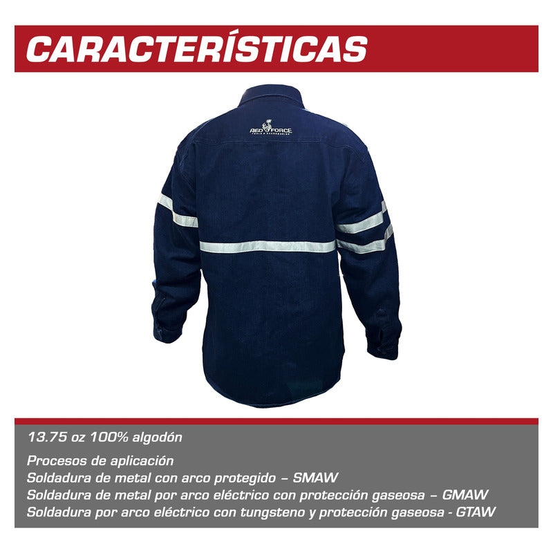 Camisola Para Soldador Mezclilla Reflejante 100% Algodon Azul Mediano