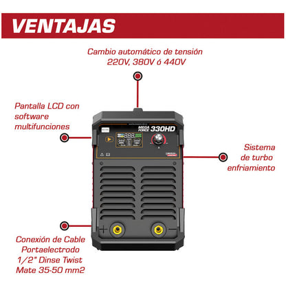 Soldadora Mega Force Inverter 330 Hd LINCOLN ELECTRIC