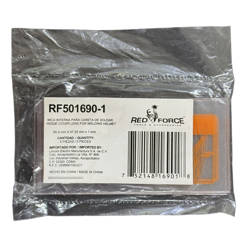 Mica Interna Para Careta Red Force Rf501690 Paq. 5 Piezas Pro Weld Industrial