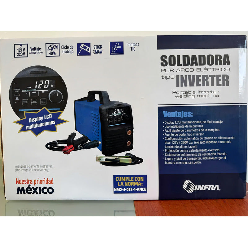 Soldadora Inversora Infra Arctron 200 Lcd 30-200amp Azul Pro Weld Industrial