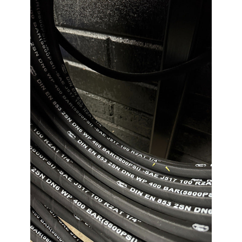 Manguera Hidraulica De 1/4  5,800 Psi Rlc 20 Metros Negro Pro Weld Industrial