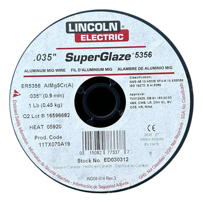 Micro Alambre Aluminio 5356 Lincoln .035  1 Lb/0.454 Kg. Pro Weld Industrial
