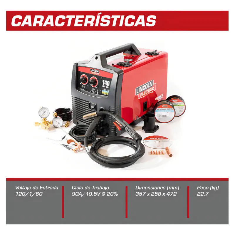 Soldadora Lincoln Electric Easy Mig 140 60hz Rojo Pro Weld Industrial