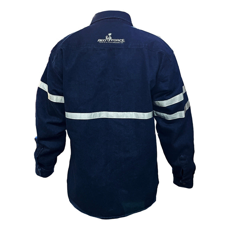 Camisola Para Soldador Mezclilla Reflejante 100% Algodon Azul Mediano