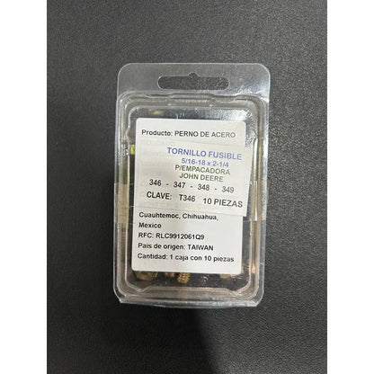 Tornillo Fusible Para Empacadora John Deere 346 (10 Pcs Pro Weld Industrial