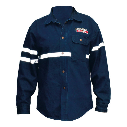 Camisola Para Soldador Mezclilla Reflejante 100% Algodon Azul Chico