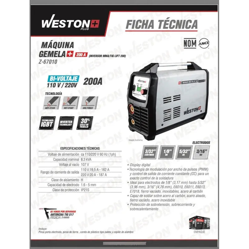 Soldadora Inverter Weston Z-67010 Color Gris/negro Pro Weld Industrial