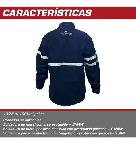 Camisola Para Soldador Mezclilla Reflejante 100% Algodon Azul