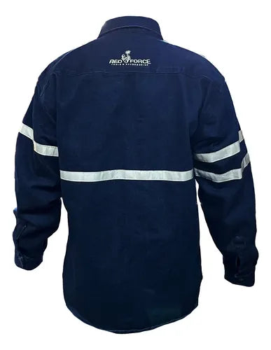 Camisola Para Soldador Mezclilla Reflejante 100% Algodon Azul
