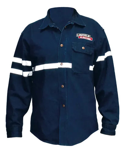 Camisola Para Soldador Mezclilla Reflejante 100% Algodon Azul